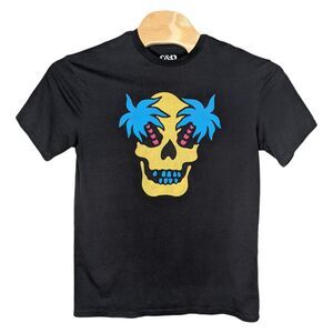 C&P Branded Skull T Shirt Adult‎ Large Black Palm Trees Punk Emo Alternative